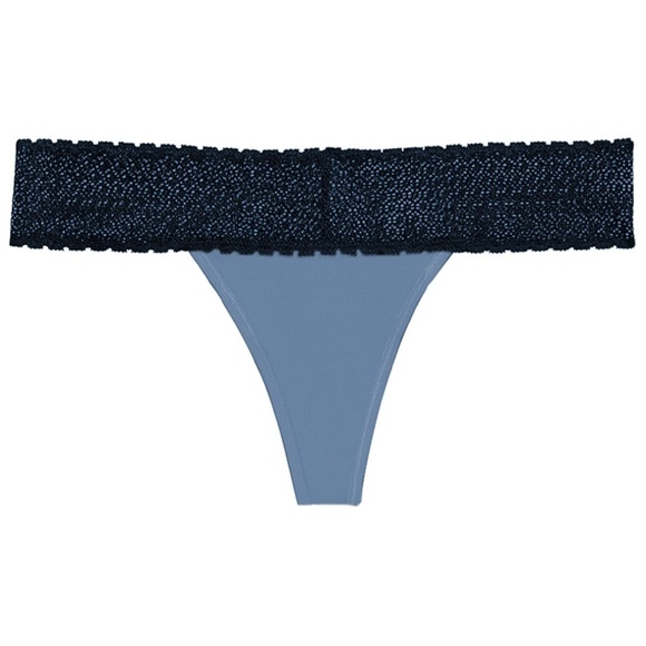 Bombas Women's Cotton Modal Bikini Thong with Stretch Lace Two Tone NWT - Picture 2 of 8